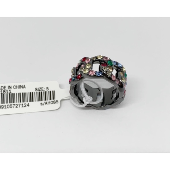 J. Crew Pave Chain Ring 5 NWT - Picture 3 of 4